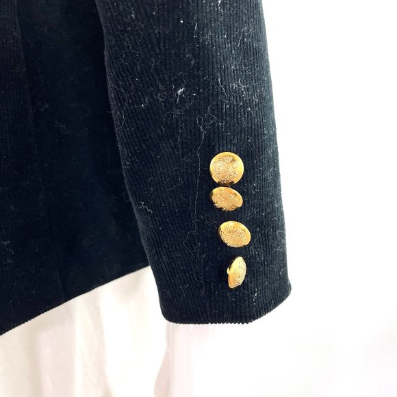 Lauren by Ralph Lauren Black Patch Bullion Crown Crest Corduroy Blazer Jacket 4 - Picture 4 of 8